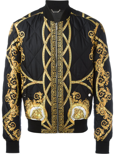 Versace Reversible Black 'coup De Dieu' Jacket In Gold | ModeSens