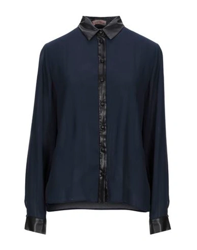 Alessandro Dell'acqua Solid Color Shirts & Blouses In Dark Blue