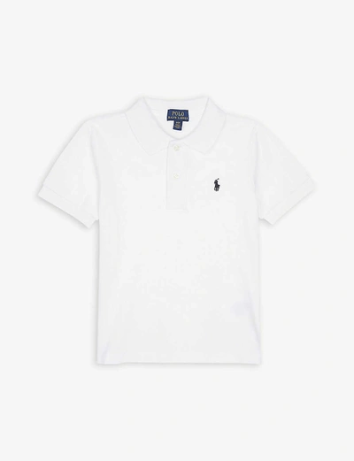 Ralph Lauren Boys White Kids Logo-embroidered Cotton Polo Shirt 2-14 Years In Nero