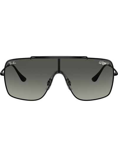 Ray Ban Wings Ii Rb3597 Metal Square-frame Sunglasses In Black