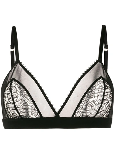 Maison Close Lace Mesh Triangle Bra In Black