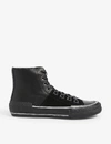 Allsaints Waylon Leather And Suede High Top Trainers In Off+white