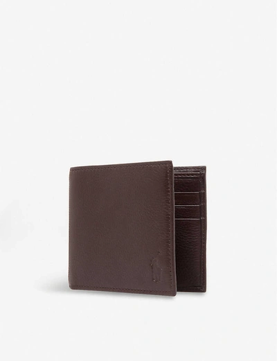 Polo Ralph Lauren Mens Brown Pony-embossed Pebbled Leather Wallet