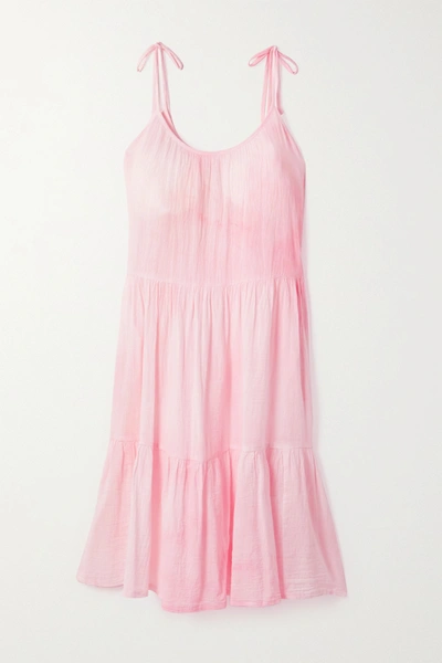 Honorine Daisy Tie-dyed Crinkled Cotton-gauze Dress In Baby Pink
