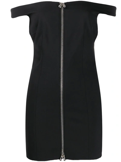 Dsquared2 Piercing-zip Stretch Wool Mini Dress In Black