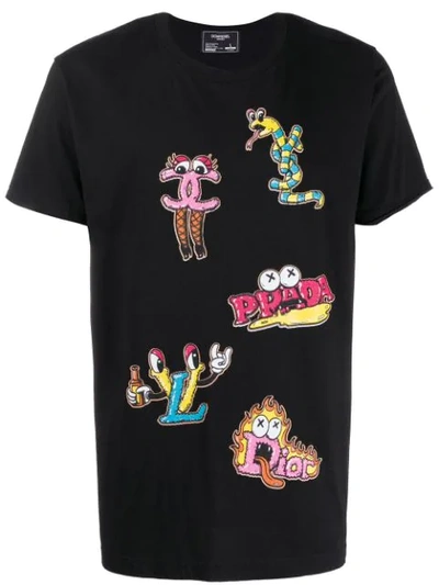 Domrebel Cartoon Graphic Print T-shirt In Black