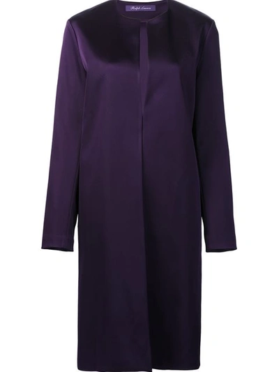 Ralph Lauren Collarless Midi Coat - Purple