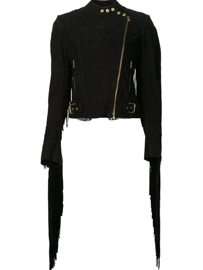 Ralph Lauren Fringed Biker Jacket - Black