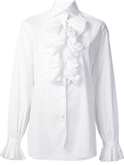 Ralph Lauren Ruffled Detail Shirt In White