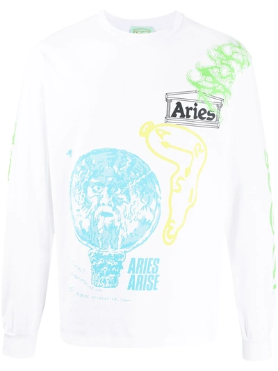 Aries Long-sleeved White 'art' T-shirt