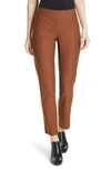 Eileen Fisher Stretch Crepe Slim Ankle Pants In Nutmeg