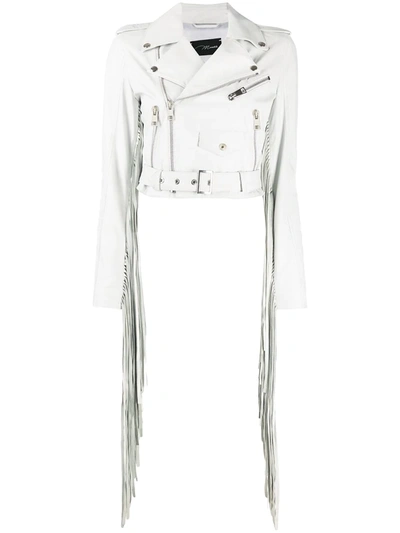 Manokhi Cropped Fringe Detail Jacket In White