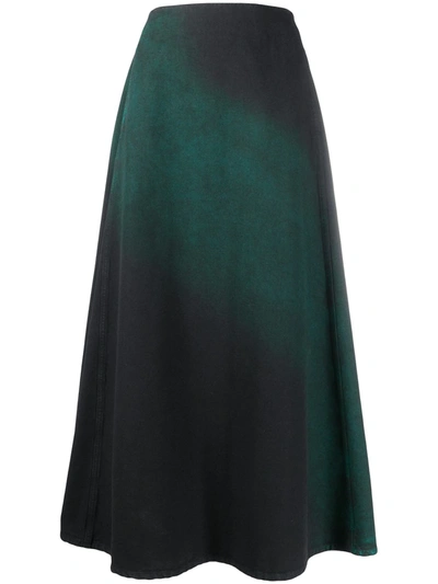 Mm6 Maison Margiela Gradient-effect A-line Skirt In Green