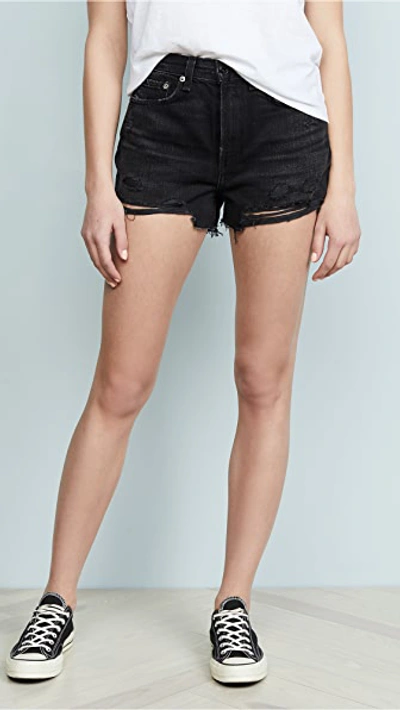 Rag & Bone Nina High Waist Denim Shorts In Washed Black