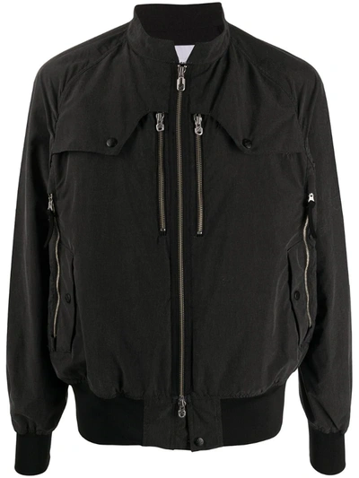 White Mountaineering Zipped Bomber Jacket In Black