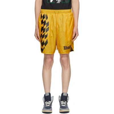Rhude Graphic-print Swim Shorts In Yello