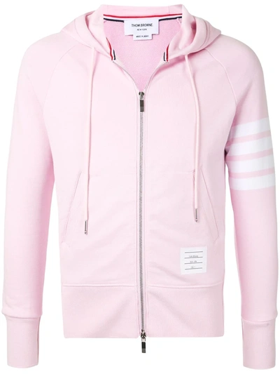 Thom Browne 4-bar Loopback Zip-up Hoodie In Pink