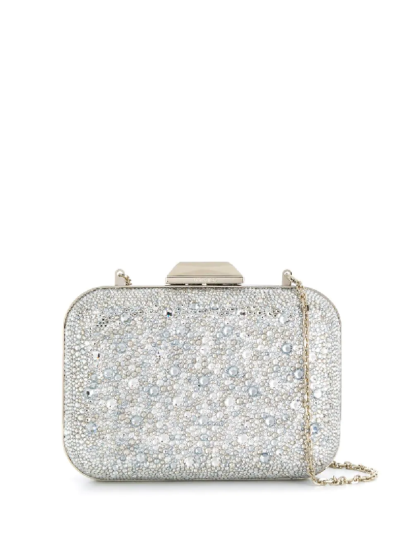 Jimmy Choo Extra Large Crystal-embellished Cloud Clutch Bag In Silver | ModeSens