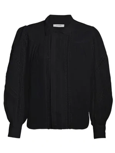 Frame Panel Lace Button-up Shirt In Black