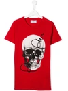 Philipp Plein Junior Kids' Skull Print T-shirt In Red