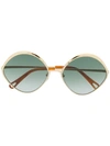 Chloé Dani Gold-tone Diamond-frame Sunglasses In Green