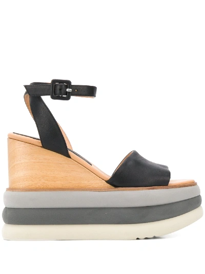 Paloma Barceló Rosie Black Wedge Sandal In Bianco (white)