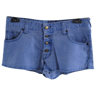 Pre-owned Ba&sh Blue Cotton - Elasthane Shorts