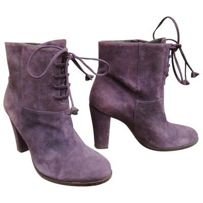 Pre-owned Tila March Lace Up Boots In Purple