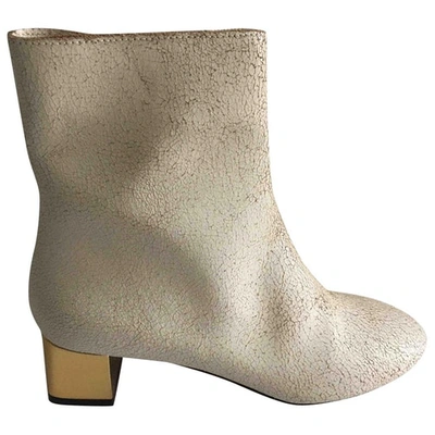 Pre-owned Marni Leather Ankle Boots In White