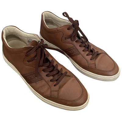 Pre-owned Tod's Leather Low Trainers In Brown