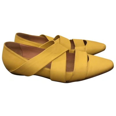 Pre-owned Marni Leather Ballet Flats In Yellow