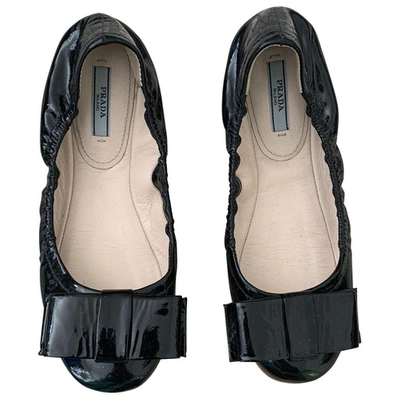 Pre-owned Prada Patent Leather Ballet Flats In Black