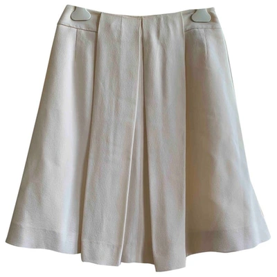 Pre-owned Dior Silk Mini Skirt In White