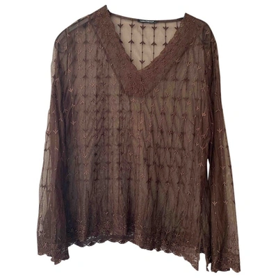 Pre-owned Luisa Cerano Lace Tunic In Brown