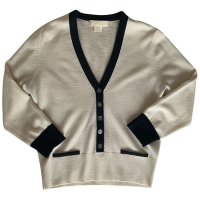 Pre-owned Michael Kors Cashmere Cardigan In White