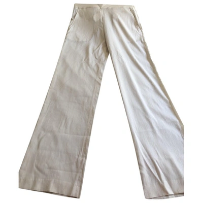 Pre-owned Brunello Cucinelli Silk Straight Trousers In Ecru