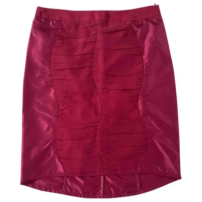 Pre-owned Costume National Silk Mid-length Skirt In Burgundy