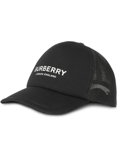 Burberry Logo Print Baseball Cap In Black