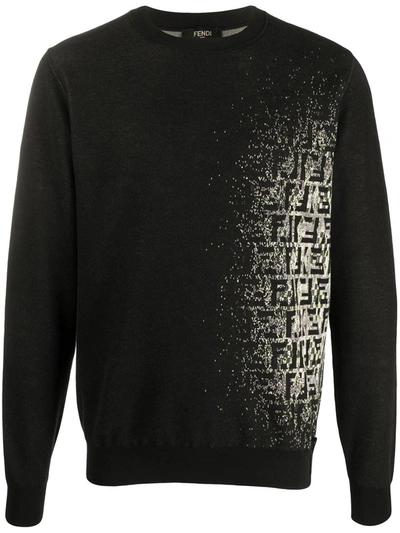 Fendi Faded Ff Sweatshirt In Black
