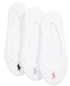 Polo Ralph Lauren Women's 3 Pack Ultra-low No- Show Sock Liners In White