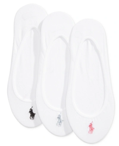 Ralph Lauren Women's 3 Pack Ultra-low No- Show Sock Liners In White
