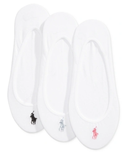 Polo Ralph Lauren Women's 3 Pack Ultra-low No- Show Sock Liners In White