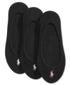 Polo Ralph Lauren Women's 3 Pack Ultra-low No- Show Sock Liners In Black