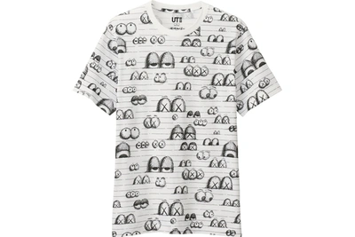 Pre-owned Kaws  X Uniqlo All Over Eyes Tee White