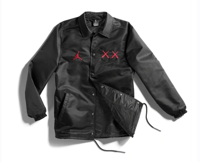 Pre-owned Kaws  X Jordan Satin Coaches Jacket Black