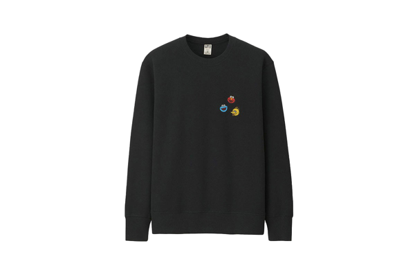 Pre Owned Kaws X Uniqlo X Sesame Street Elmo Cookie Monster Big Bird Heads Sweatshirt Black Modesens