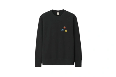 Pre-owned Kaws  X Uniqlo X Sesame Street Elmo Cookie Monster Big Bird Heads Sweatshirt Black