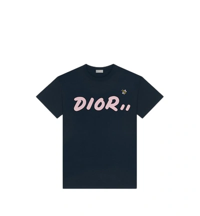 Pre-owned Kaws  X Dior Logo T-shirt Navy