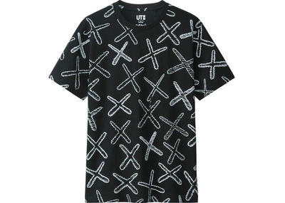 Pre-owned Kaws X Uniqlo All Over X Tee (japanese Sizing) Black