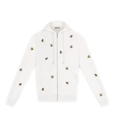 Pre-owned Kaws  X Dior Embroidered Bees Zip Up Sweatshirt White